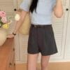天天都能穿升级版~ 丝滑西装高腰短裤 *附送质感腰带* (气质杏)