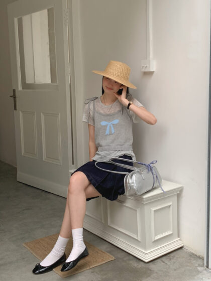 蝴蝶时光~ 真两件气质蝴蝶结上衣