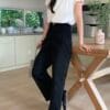秒变筷子腿~ 重磅高克重弹力高腰直筒长裤 Viviana HW Long Pants in Black