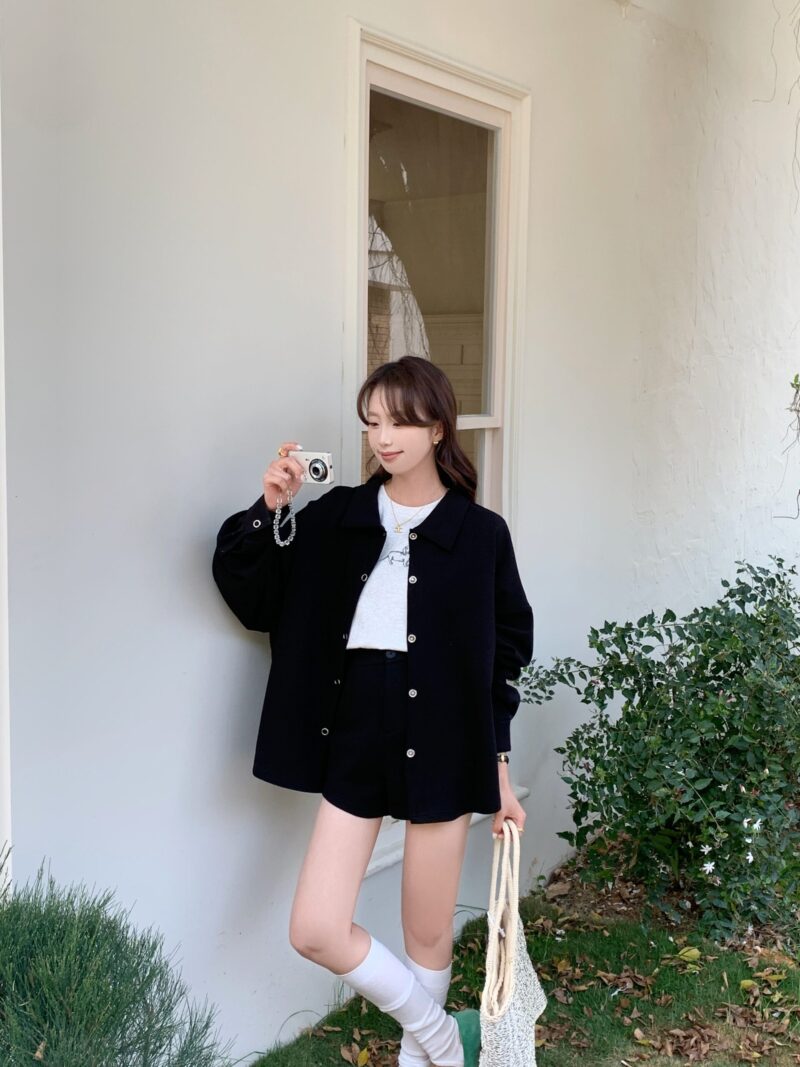 透氧古巴棉~ 空气层立体厚实凉感遮肉显瘦外套 Ava Coolness Premium Outerwear (黑色 Black)