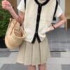 椰奶拿铁~ 韩系高腰百褶裙