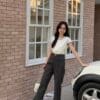 秒变筷子腿~ 重磅高克重弹力高腰直筒长裤 Viviana HW Long Pants in Black