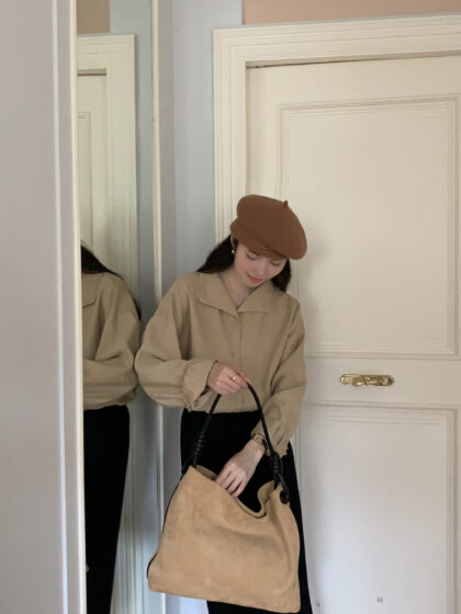 英查小调~ 小翻领重磅厚实舒适麻衬衫 (Khaki)
