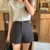 每天都穿~ 自制款厚实微弹时髦极简剪裁A字西装裤 高级灰 Naomi HW Shorts in Dark Grey