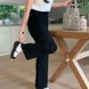 秒变筷子腿~ 重磅高克重弹力高腰直筒长裤 Viviana HW Long Pants in Black