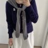 济州蓝海~ 针织刺绣显白藏蓝披肩两件套