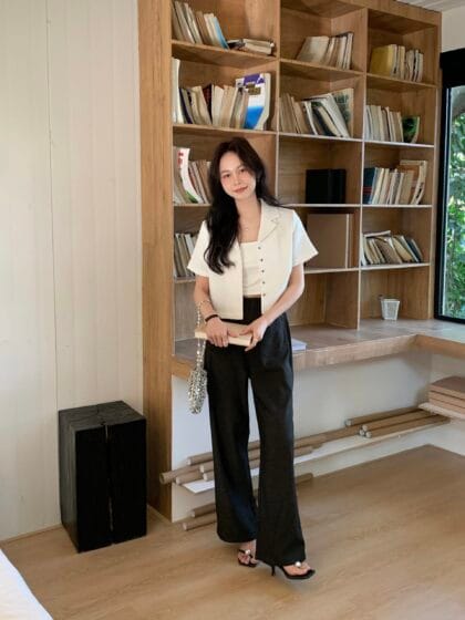 纸片人长裤~ 抗皱舒适面料秒变大长腿双口袋高腰直筒裤 Heidi Black Culottes
