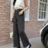 秒变筷子腿~ 重磅高克重弹力高腰直筒长裤 Viviana HW Long Pants in Black