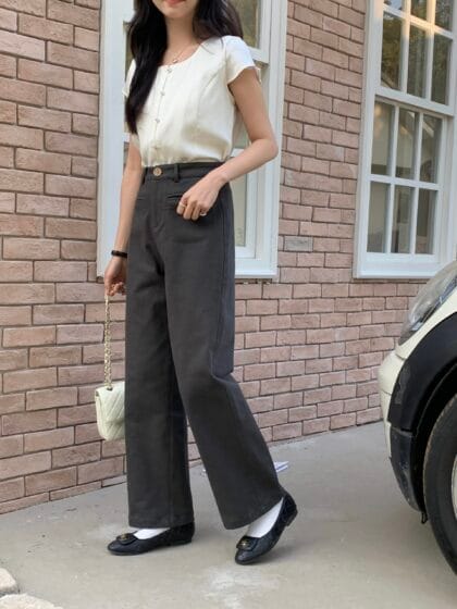 秒变筷子腿~ 重磅高克重弹力高腰直筒长裤 Viviana HW Long Pants in Black