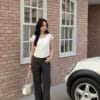秒变筷子腿~ 重磅高克重弹力高腰直筒长裤 Viviana HW Long Pants in Black