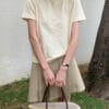 椰奶拿铁~ 韩系高腰百褶裙