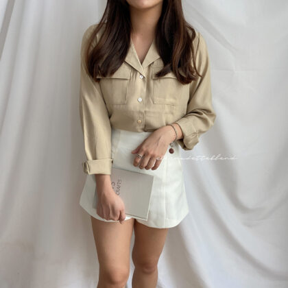 Elaina Pocket Blouse 日常必备的厚实衬衫 (卡其驼色)