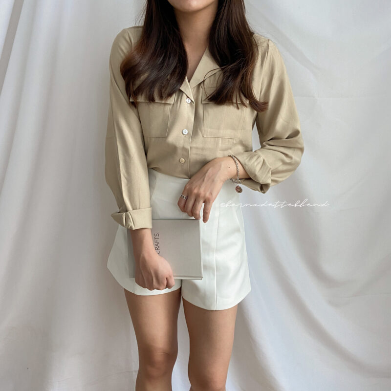 Elaina Pocket Blouse 日常必备的厚实衬衫 (卡其驼色)