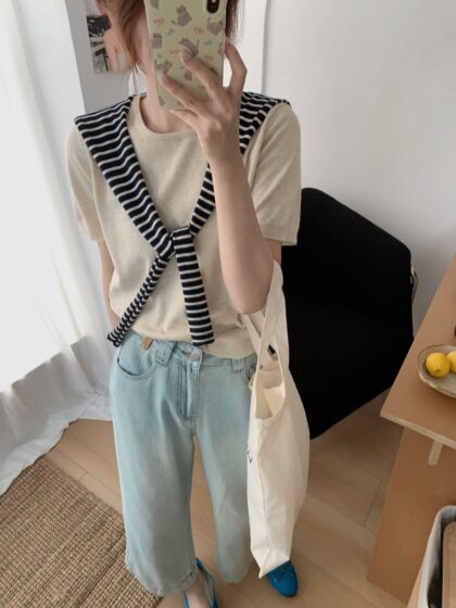Thea Soft Knitted Top in Oat