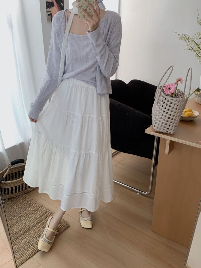 White Cotton A-Line Skirt