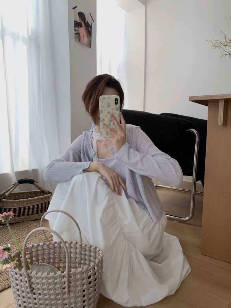 White Cotton A-Line Skirt - Image 3