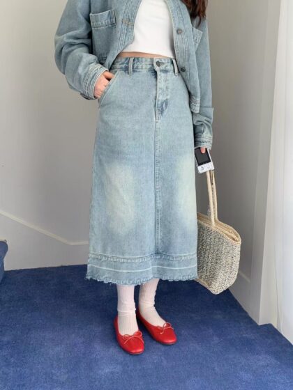 Vintage High Waisted Denim Skirt 自在牛仔~ 复古半身裙