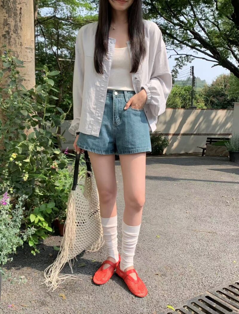 绿蓝艺术~ 高腰经典A字牛仔短裤 | Judy HW Denim Shorts - Image 5