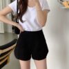 A字曲线~ 高弹力厚实A字弧形高腰黑短裤 Cally Comfy A-cut Shorts - Image 4