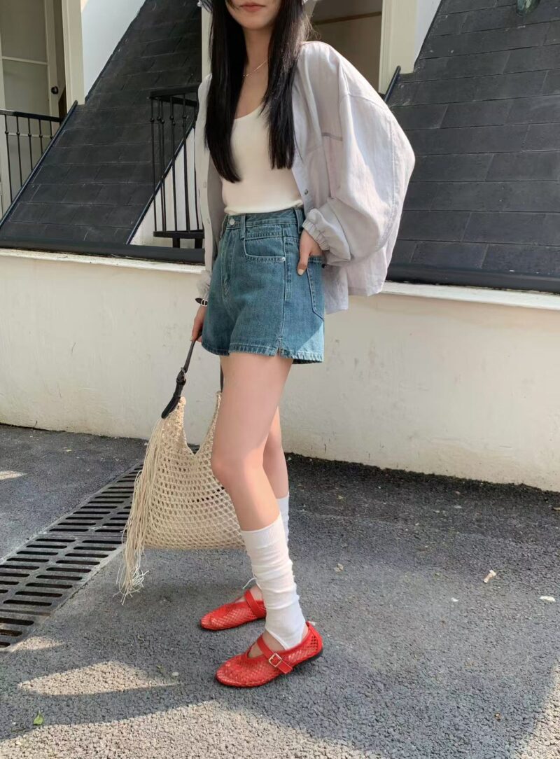 绿蓝艺术~ 高腰经典A字牛仔短裤 | Judy HW Denim Shorts - Image 4