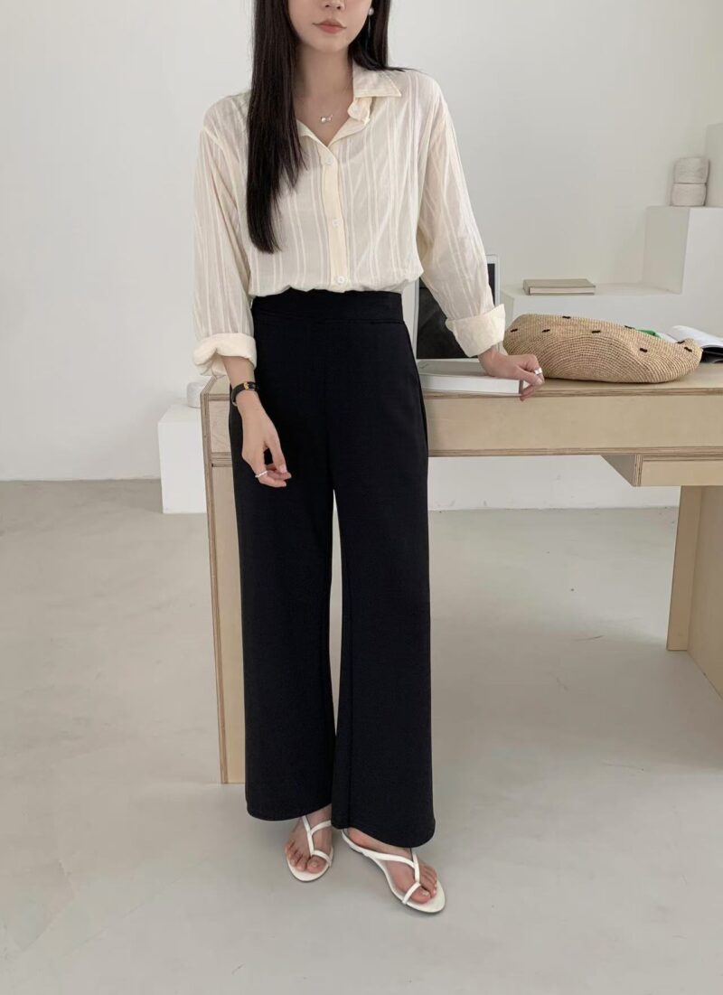 杏花乌龙茶~ 松弛微透奶油黄衬衫 | Butter Milk Sheer Blouse - Image 5