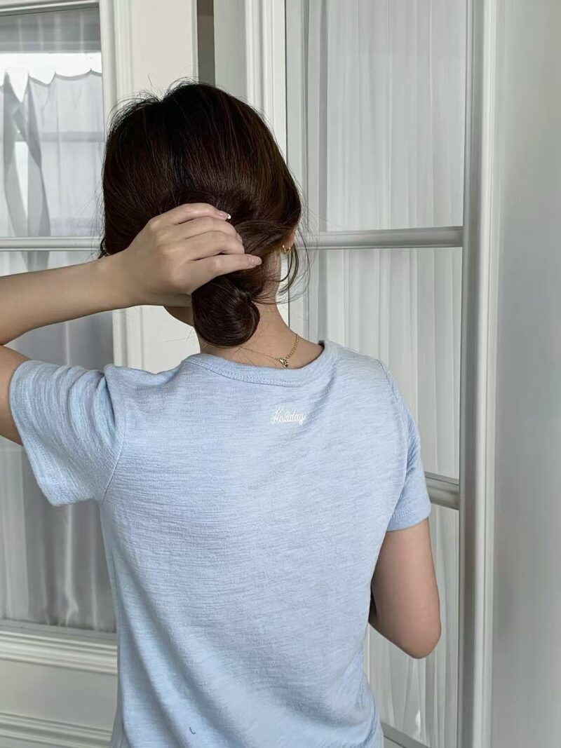 肌理质感~ 后刺绣基础Tee | Emee Embroidered Tee (4 colours) - Image 9