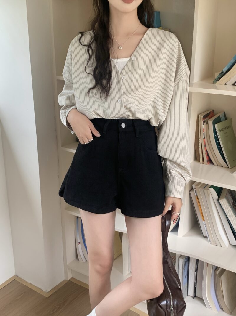 有点设计~ 假两件背心条纹衬衫 - Image 2