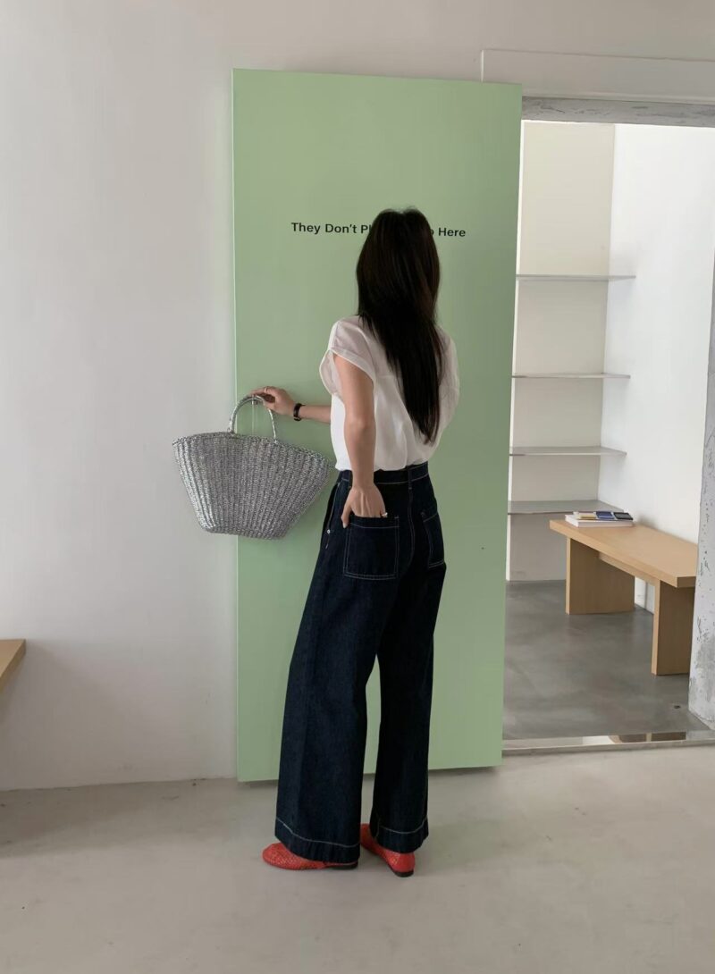 修腿滤镜~ 遮跨遮肉高腰直筒牛仔裤 深蓝明线 | Josie HW Jeans in Dark Blue - Image 5