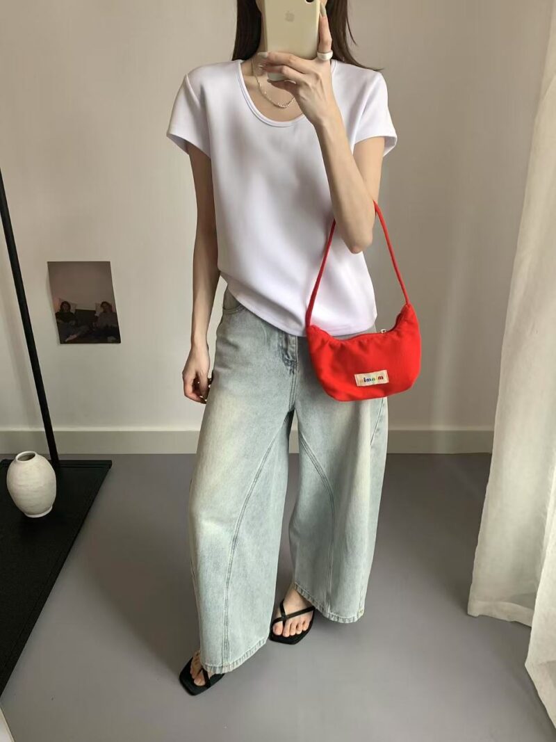 零重力感~ 质感铜氨丝空气小飞袖U领Tee (浅豆绿) | SilkAir U-Neck Tee (Greenbean) - Image 5