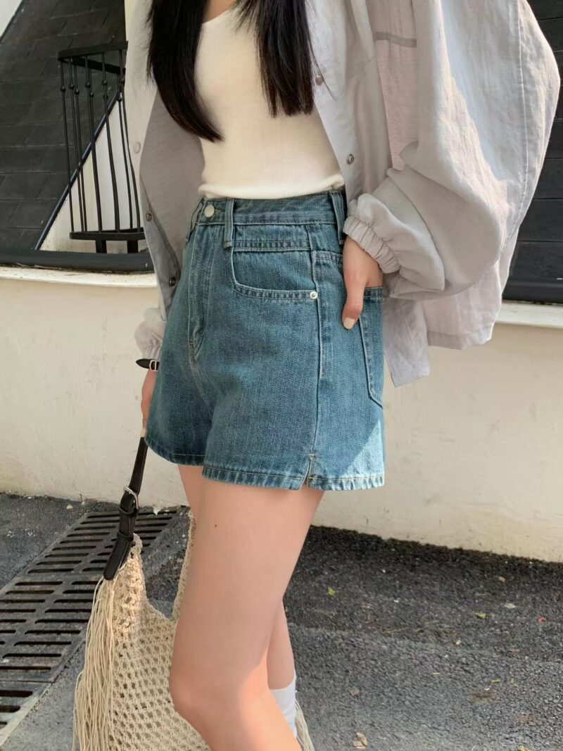 绿蓝艺术~ 高腰经典A字牛仔短裤 | Judy HW Denim Shorts - Image 2