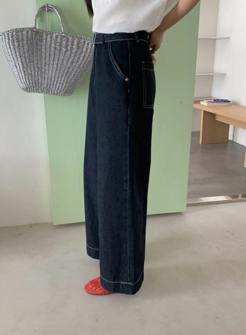 修腿滤镜~ 遮跨遮肉高腰直筒牛仔裤 深蓝明线 | Josie HW Jeans in Dark Blue - Image 7