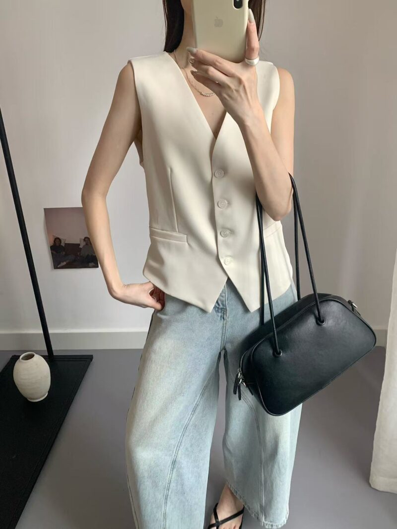 曲线~ 斜纹厚质感马甲 (卡其) | The Twill Vest (Khaki) - Image 6