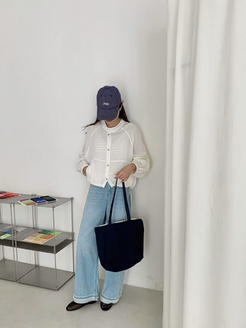 柔光轻洒~ 轻盈宽松个性外套 (藏蓝色) | Lightweight & Relaxed Fit (Navy Blue) - Image 8