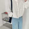 柔光轻洒~ 轻盈宽松个性外套 (白色) | Lightweight & Relaxed Fit (White) - Image 4