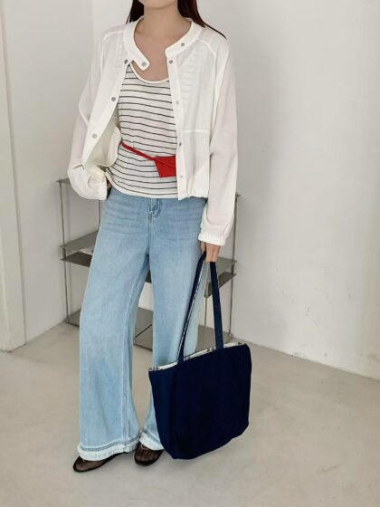 柔光轻洒~ 轻盈宽松个性外套 (白色) | Lightweight & Relaxed Fit (White)