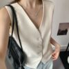 曲线~ 斜纹厚质感马甲 (奶白) | The Twill Vest (Cream) - Image 3