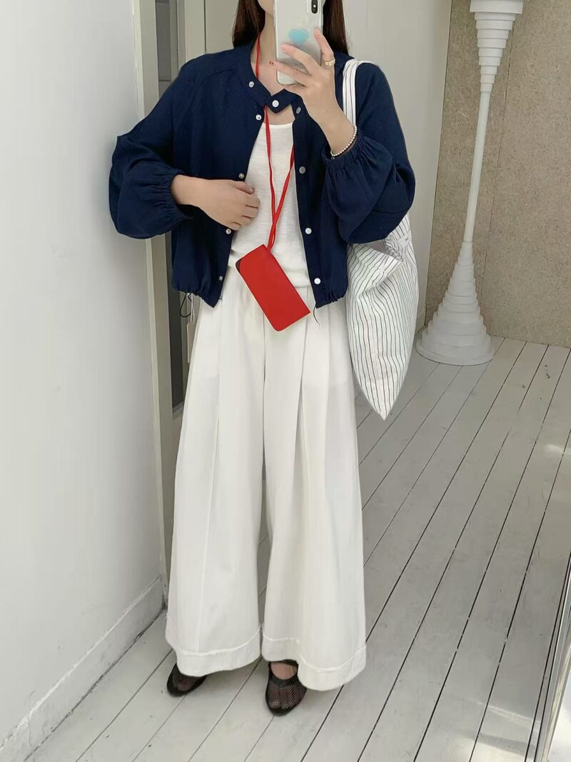 柔光轻洒~ 轻盈宽松个性外套 (藏蓝色) | Lightweight & Relaxed Fit (Navy Blue) - Image 7