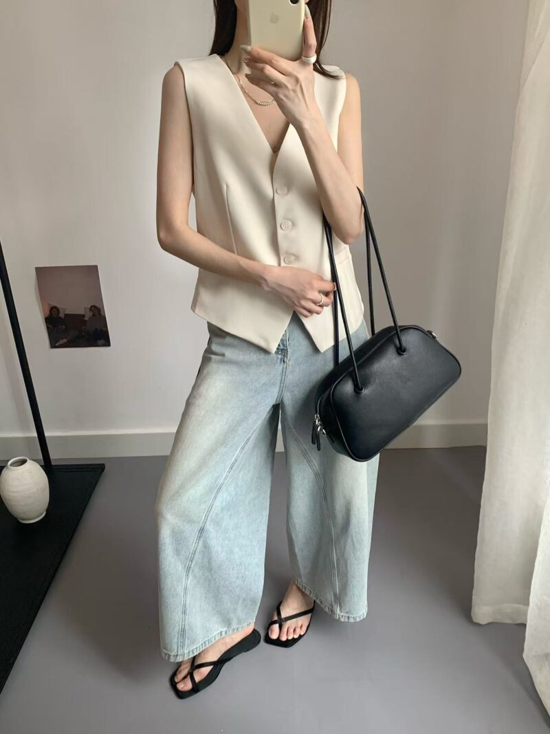 曲线~ 斜纹厚质感马甲 (卡其) | The Twill Vest (Khaki) - Image 8