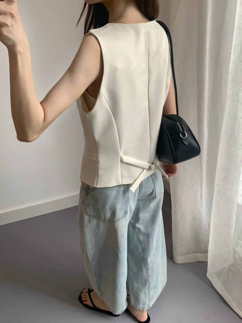 曲线~ 斜纹厚质感马甲 (卡其) | The Twill Vest (Khaki) - Image 5
