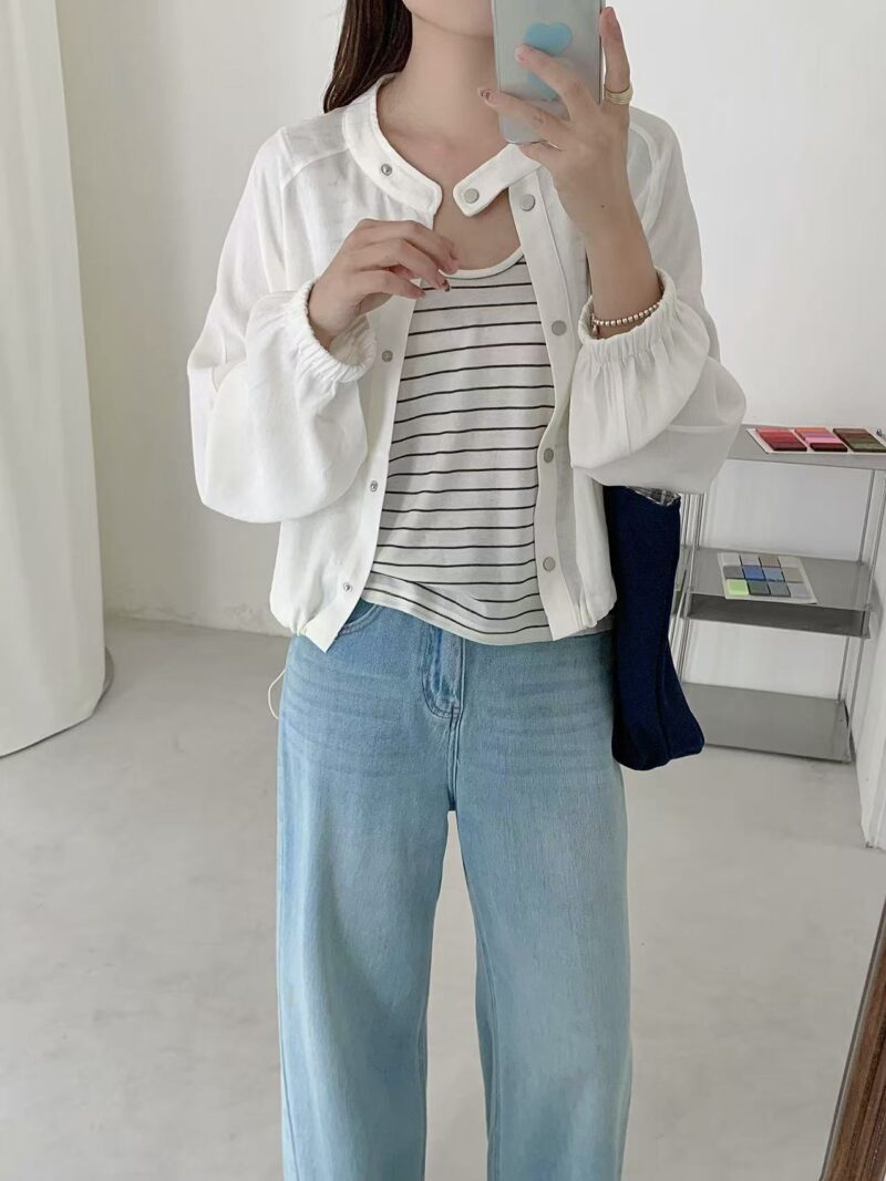 柔光轻洒~ 轻盈宽松个性外套 (藏蓝色) | Lightweight & Relaxed Fit (Navy Blue) - Image 2