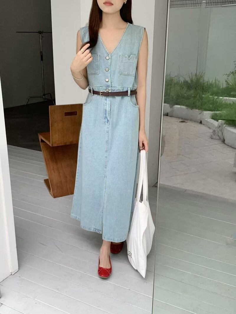 Lazy Noon Denim Midi Dress - Image 3