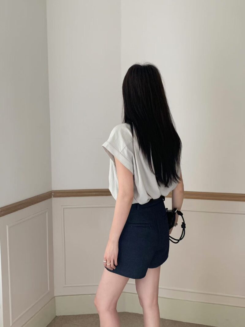 不是牛仔~ 仿牛仔微弹高腰短裤 (附送腰带) 深蓝 | Jamie HW Shorts in Dark Blue - Image 7