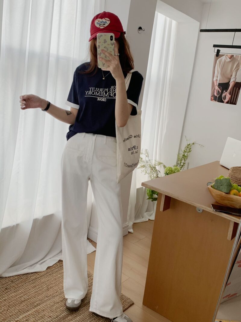 层次艺术~ 印花撞色舒适叠穿Tee | Layered Printed Tee (3 colours) - Image 6