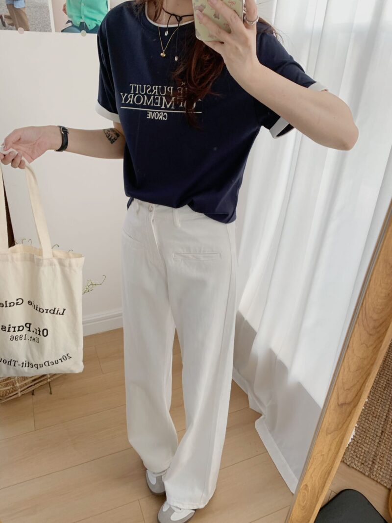 层次艺术~ 印花撞色舒适叠穿Tee | Layered Printed Tee (3 colours) - Image 7