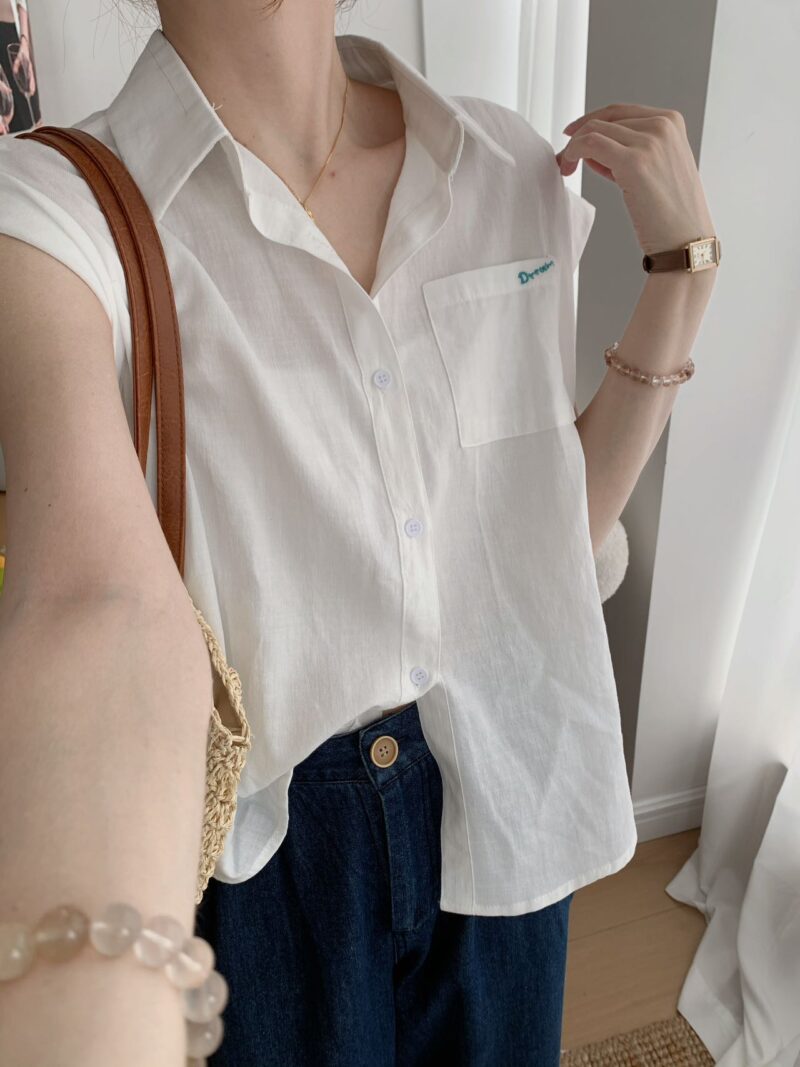 Chloe Cotton Linen Blouse (2 colours) - Image 2