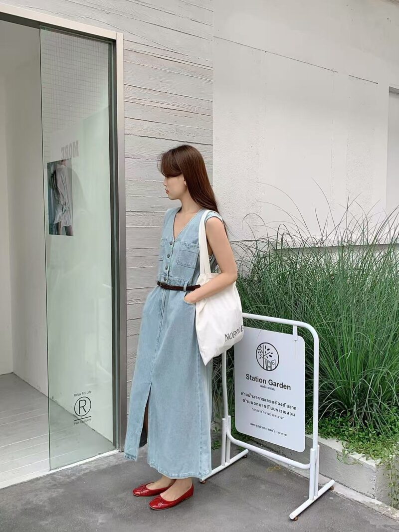 Lazy Noon Denim Midi Dress - Image 2