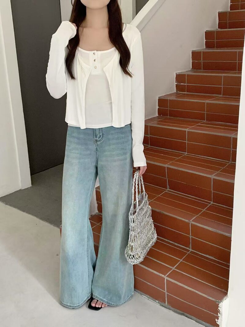 Ribbed Cotton Tank & Cardigan Set (2 colours) - Image 4