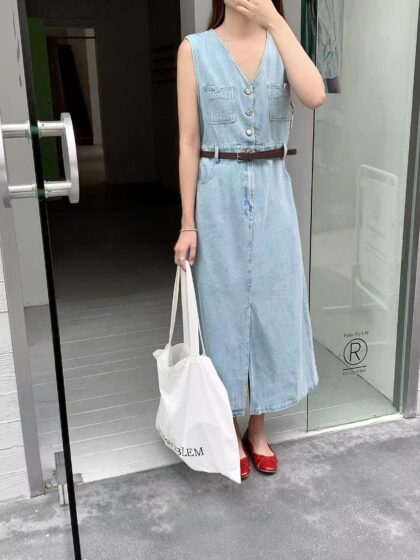 Lazy Noon Denim Midi Dress