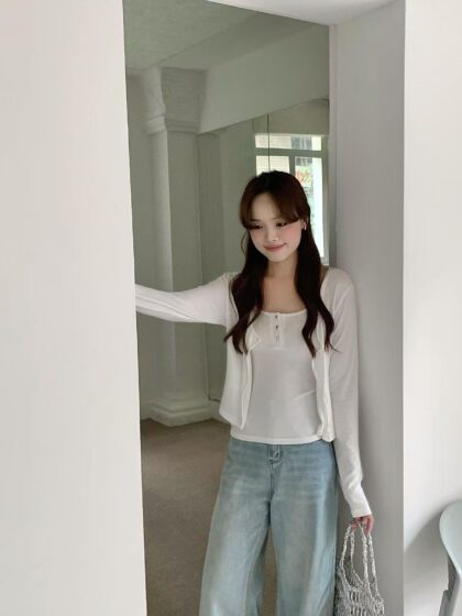 Ribbed Cotton Tank & Cardigan Set (2 colours)