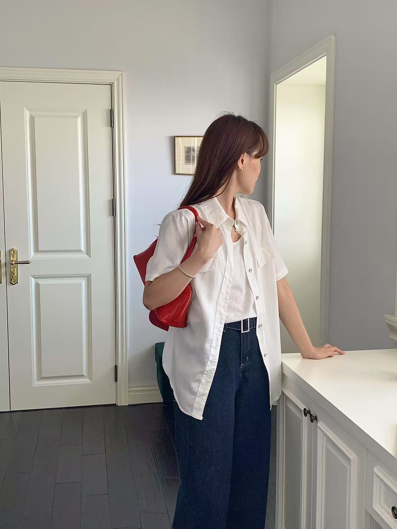 White Boxy Short Sleeve Shirt